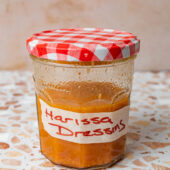 jar of harissa dressing