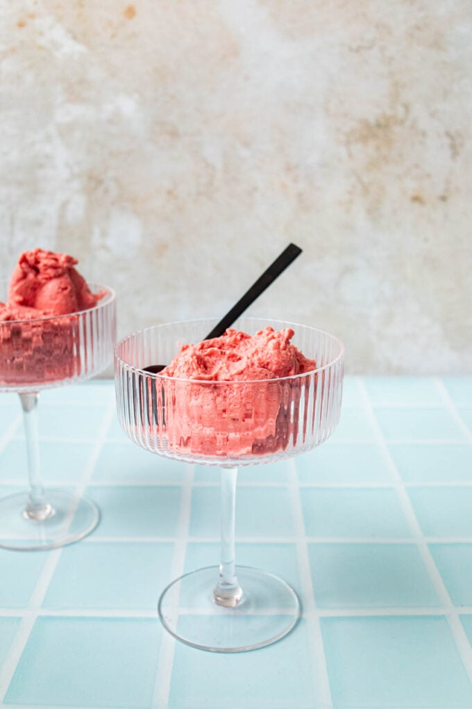 strawberry sorbet in glasses