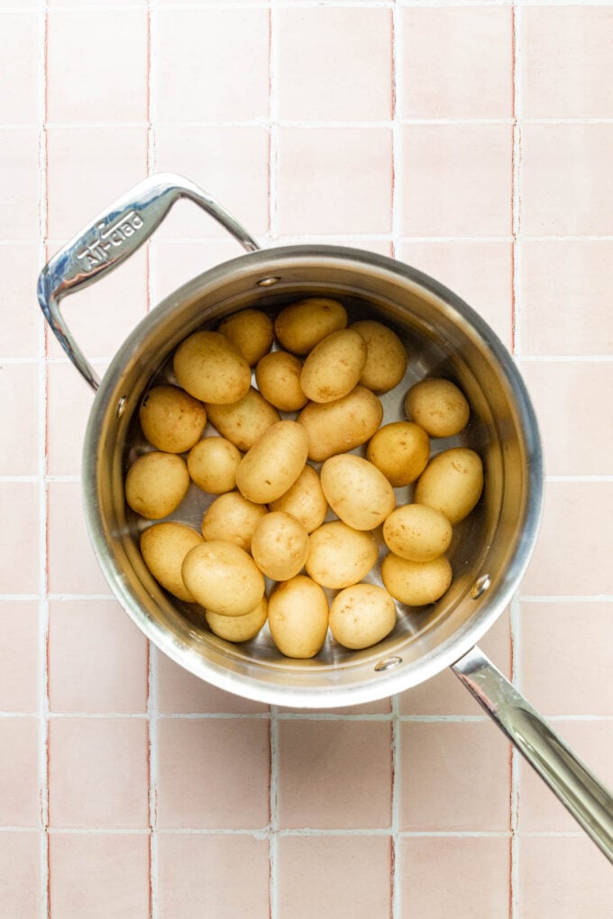 potatoes in pot of water