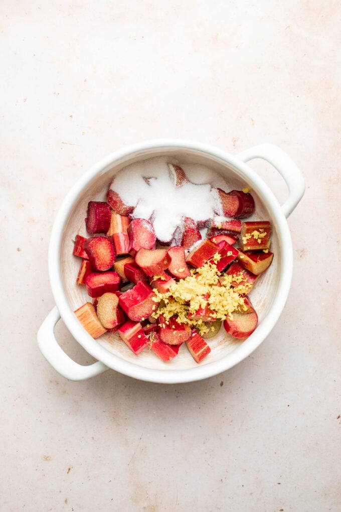 rhubarb in white pot