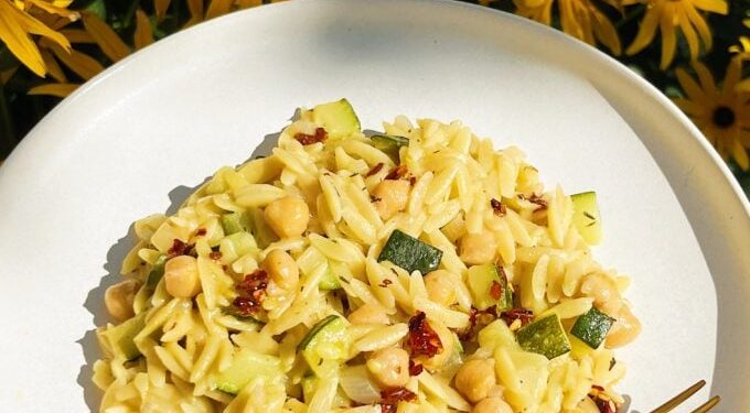30 Minute Zucchini Orzo with Chile Oil