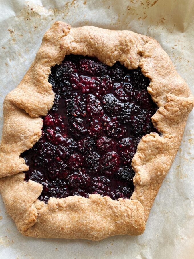 blackberry galette on parchment