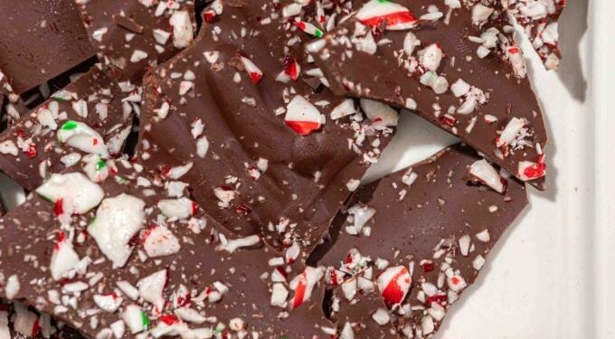 Vegan All Dark Chocolate Peppermint Bark