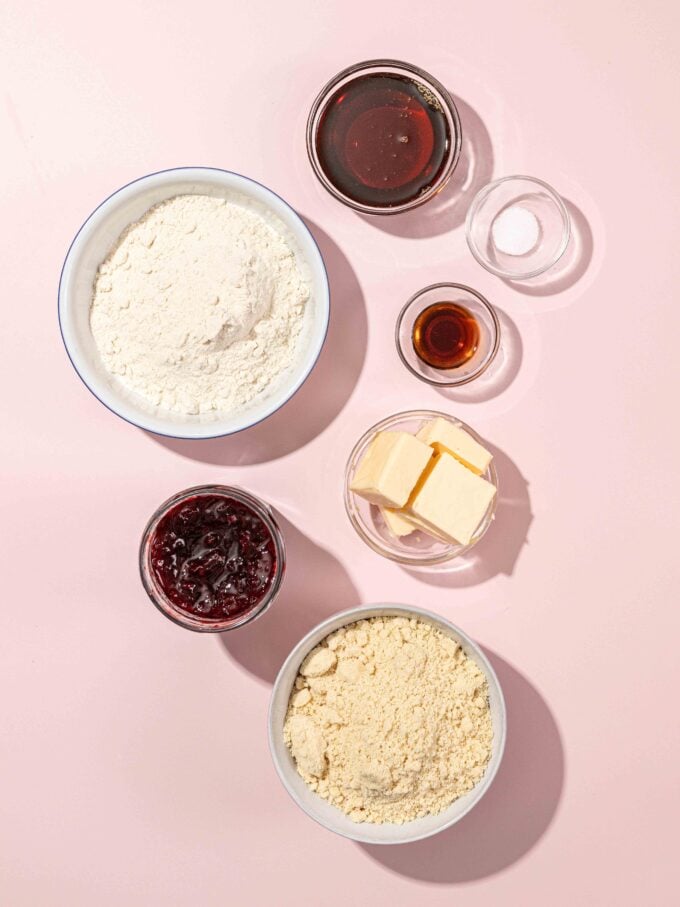 baking ingredients in bowls