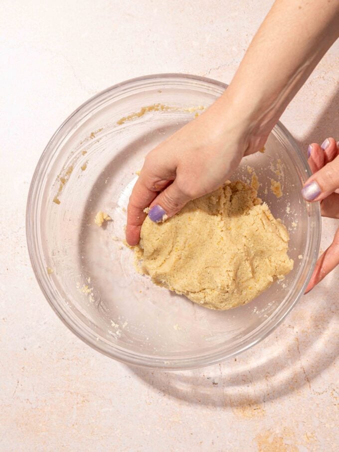 hand mixing dough