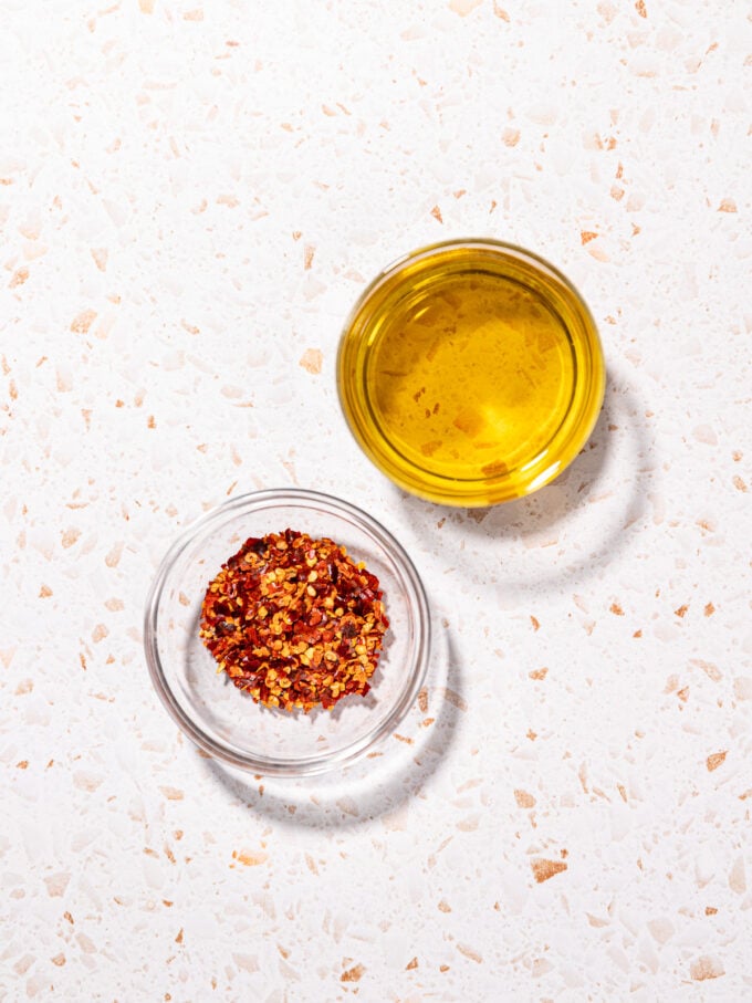 olive oil and chile flakes