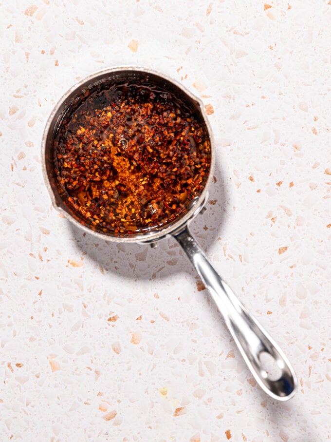 chili oil in pot