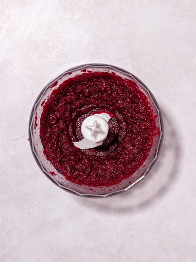 beet puree in processor