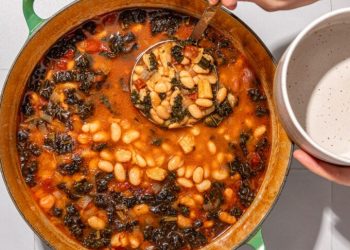 Baked Brothy White Beans with Fresh Kale