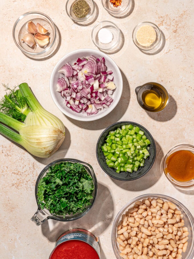 fennel, onion, kale, celery, white beans