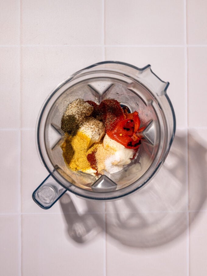 silken tofu and red peppers in blender