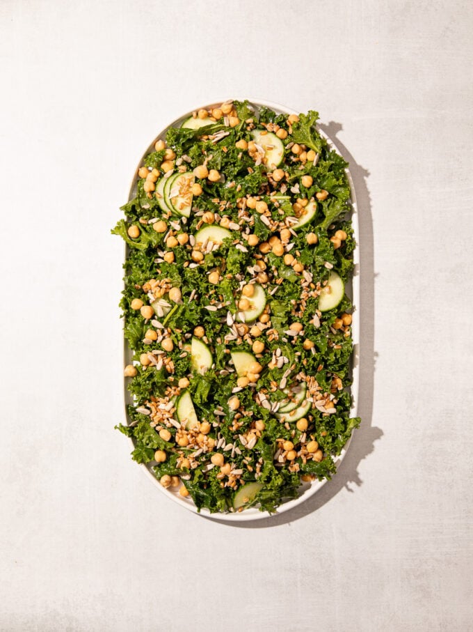 kale farro salad with chickpeas