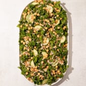 kale salad with farro and chickpeas