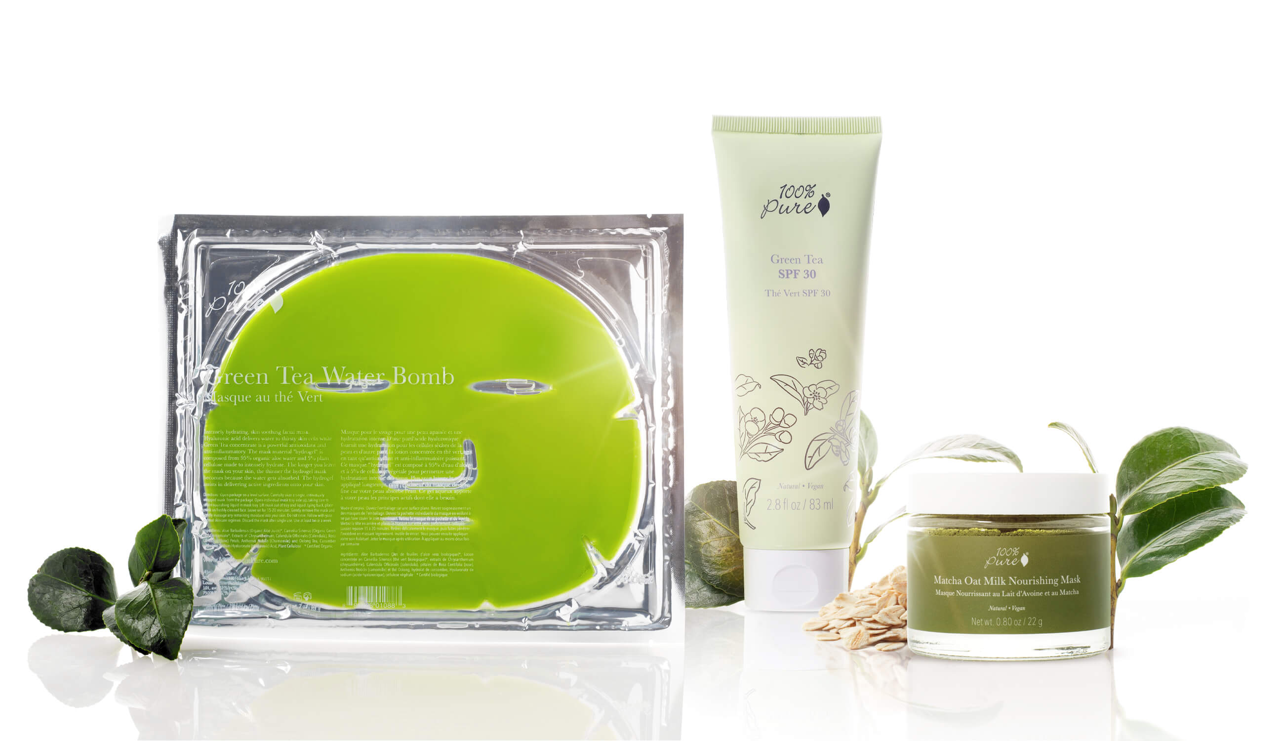 100% PURE Natural Green Tea products to protect from sun damage