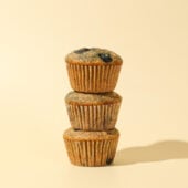 lemon blueberry muffins in a stack