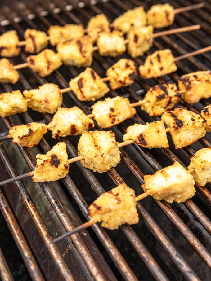 tofu skewers on BBQ