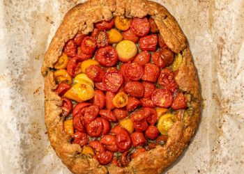 The Easiest Cherry Tomato Galette with Pesto