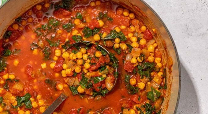 Spiced Tomato Chickpea Stew with Fresh Ginger
