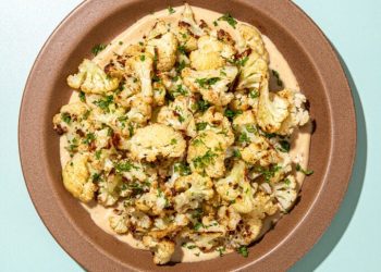 Easy Roasted Cauliflower with Maple Tahini Sauce